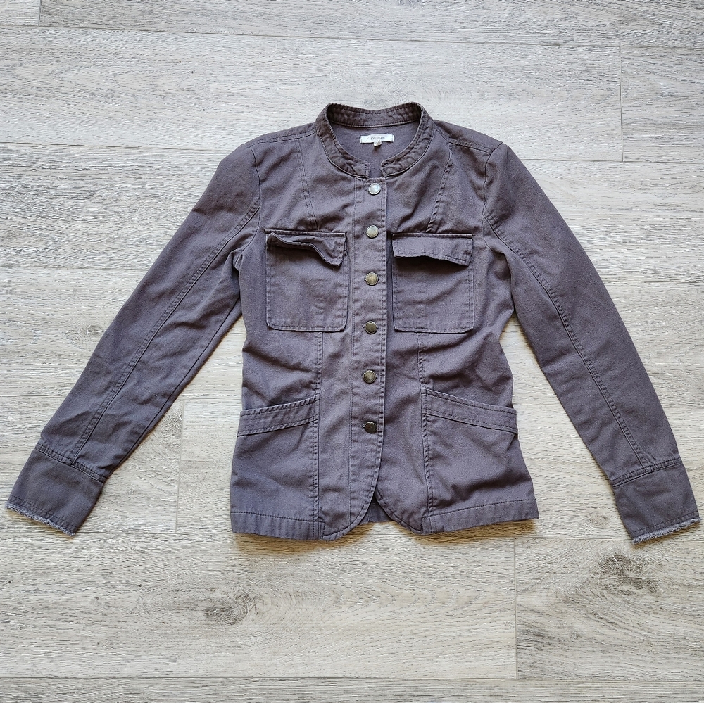 Maurices Gray Jacket Womens Xs Button Up Long Sleeve Pocket Coat Casual